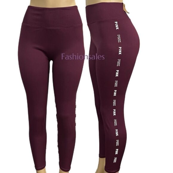 Victorias Secret PINK Seamless Workout Tight High Waist Full length burgundy - Picture 3 of 4